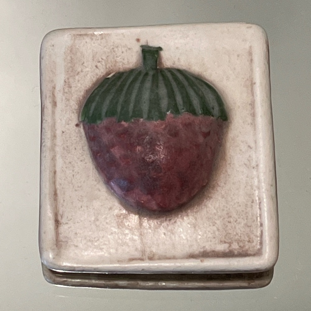 Handmade strawberry pin. Signed SM